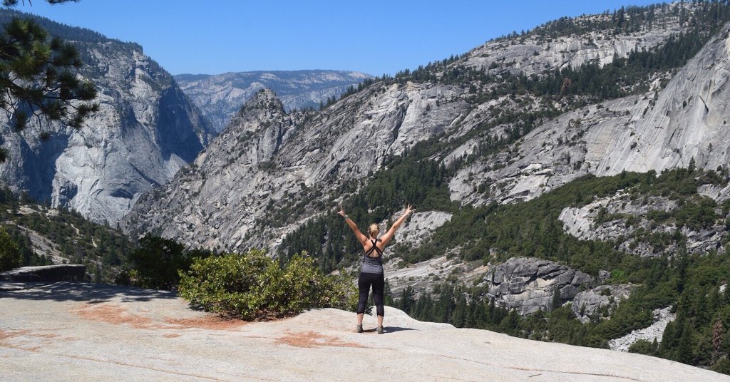 view from atop of the Mist Trail at Nevada Falls