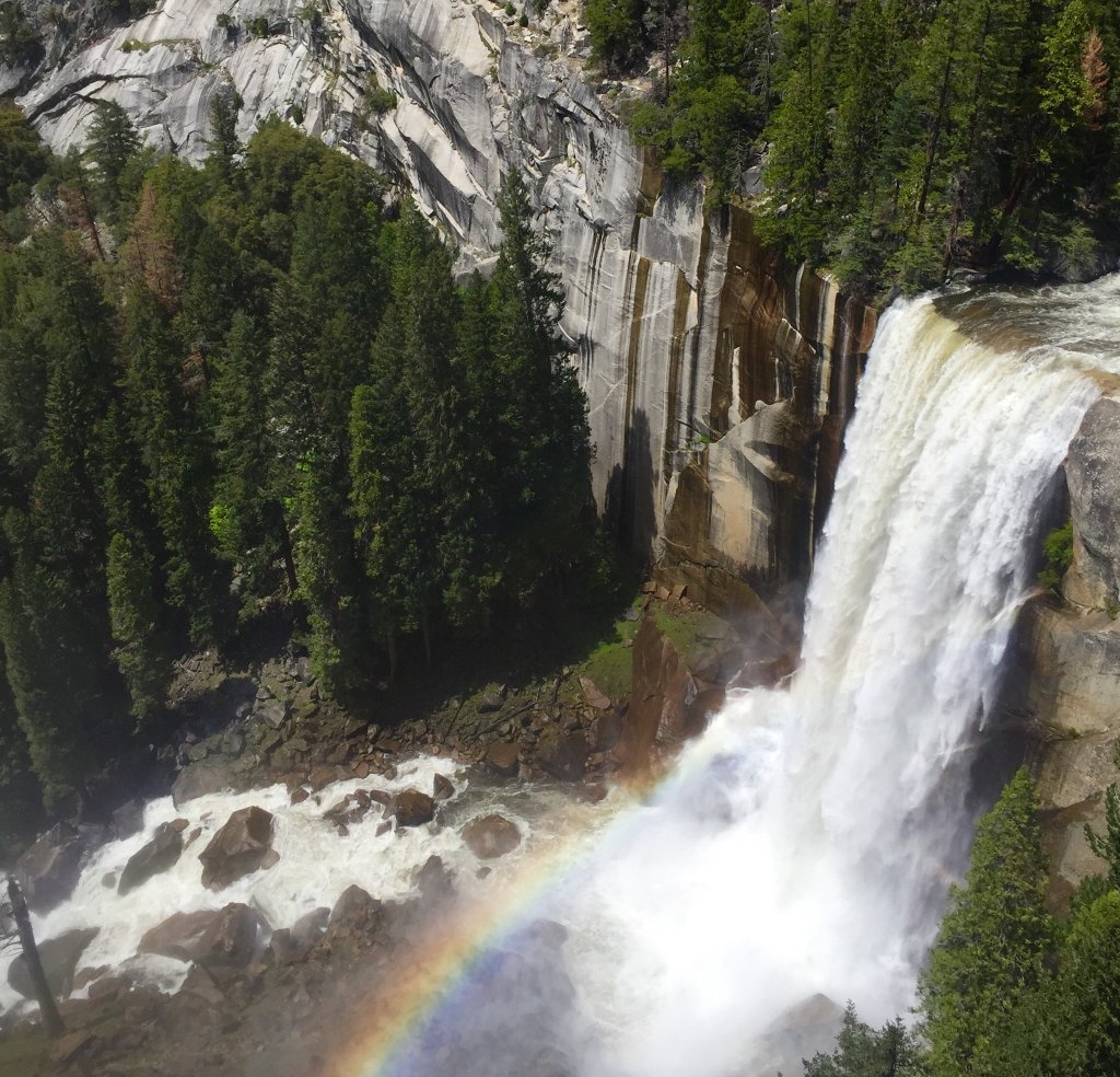 a rainbow over vernal falls
