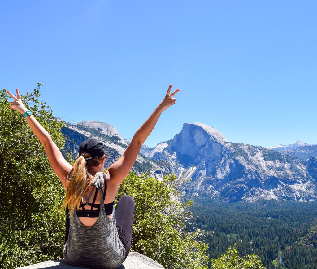 a woman at Columbia Rock in Yosemite