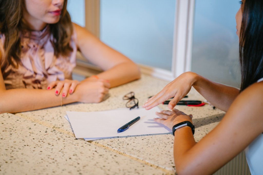 two people at an interview