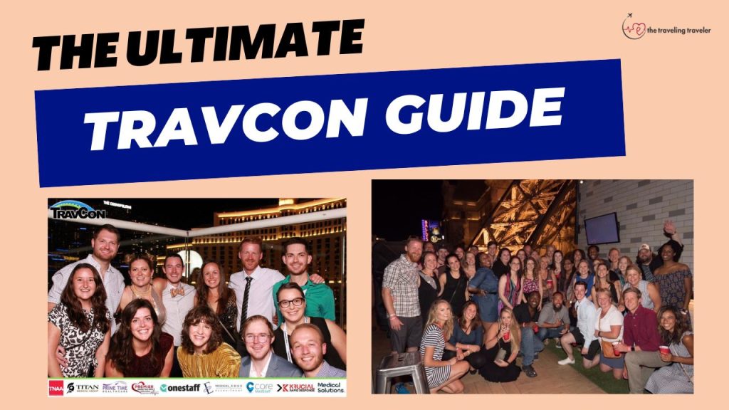 a graphic that says "the ultimate TravCon guide" with 2 pictures of large groups of people smiling
