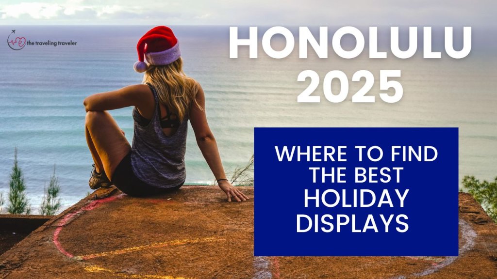 a woman sitting on the ledge next to the ocean wearing a santa hat with the words 