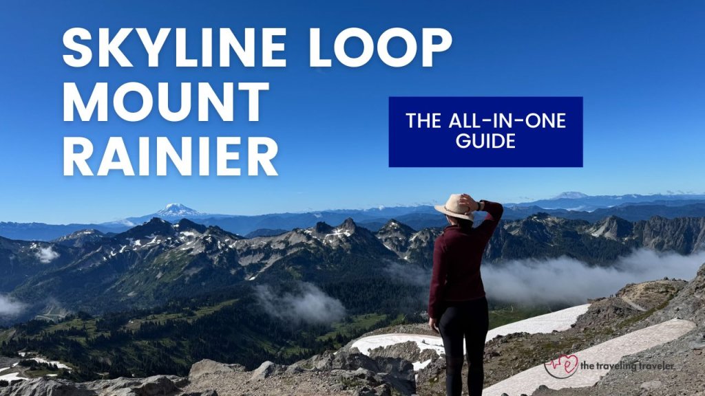 a woman standing at the top of a mountain with the words 