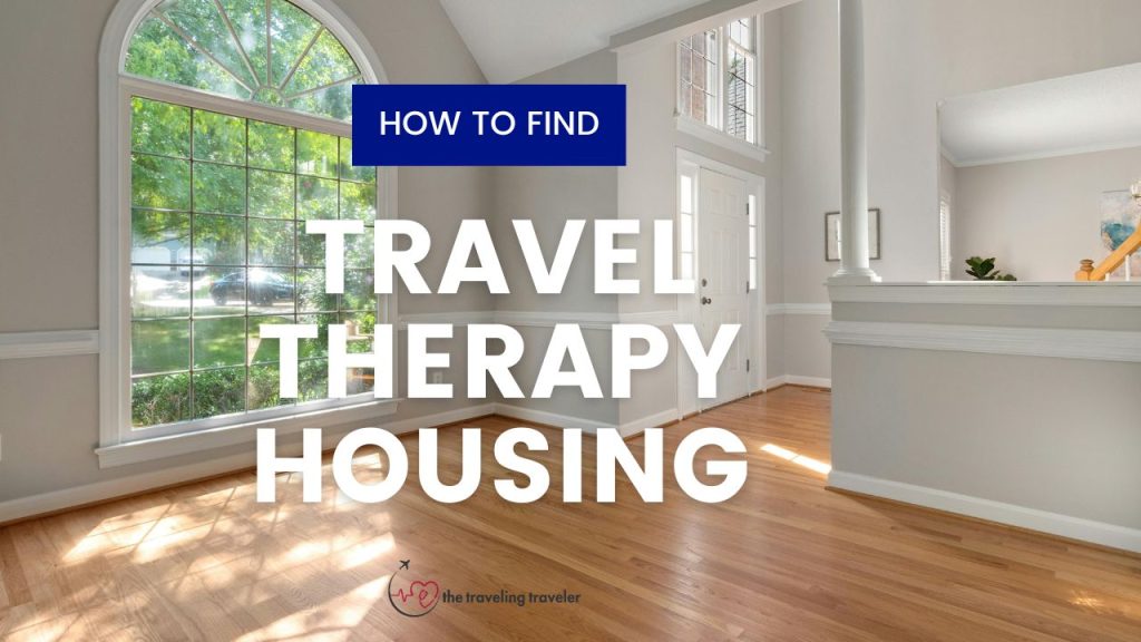 a picture of a kitchen with the words "how to find travel therapy housing" over the kitchen