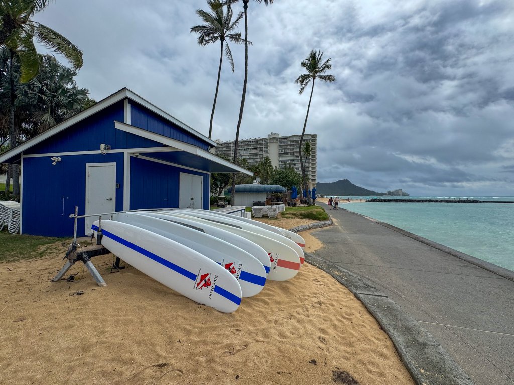 beach with a beach shack