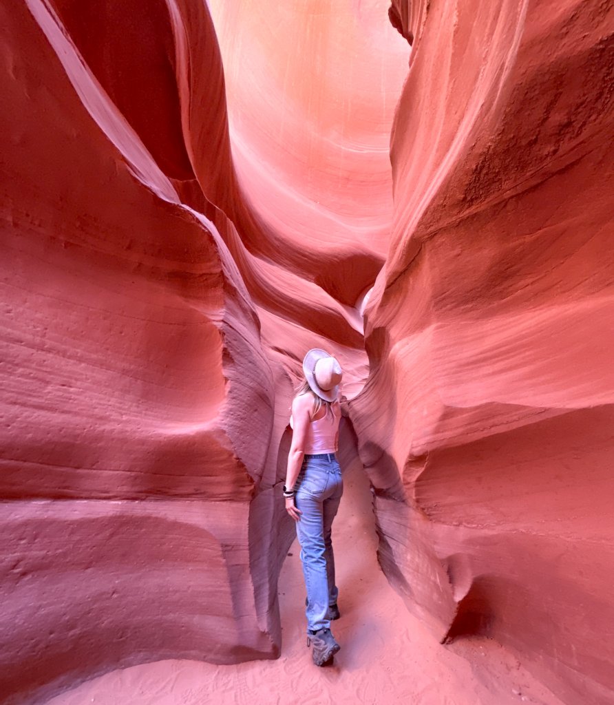 a women in a slot canyon