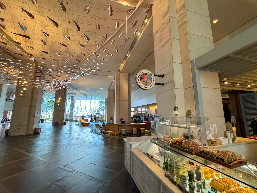hotel lobby with a coffee shop