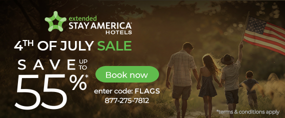 a picture of an extended stay america 4th of july ad
