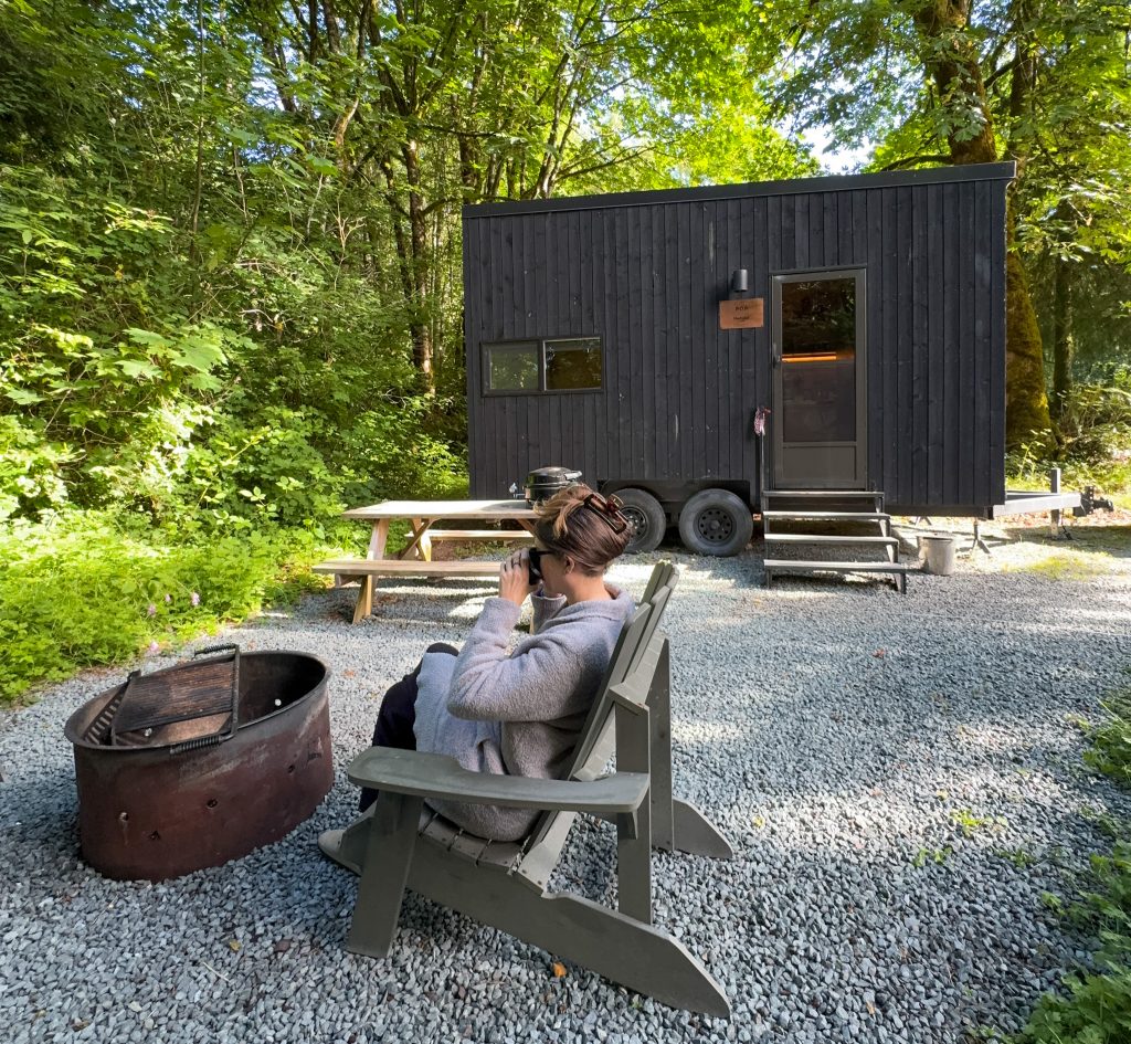 a woman drinking coffee